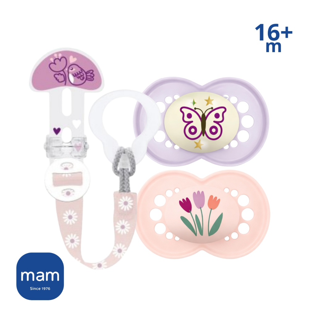 Kit Chupeta MAM 16+ meses Embalagem Dupla com Prendedor de Chupeta Original MAM