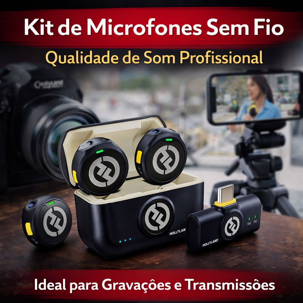 Microfone de Lapela sem fio Hollyland Lark M2 Versão Lighting USB-C Câmera Combo Duo Original Carpei