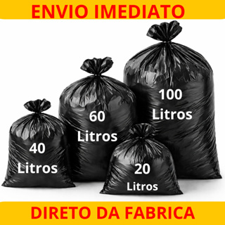 Saco de Lixo Preto Vários Tamanhos 20/40/60/100 Litros Alta Qualidade em Oferta na Shopee