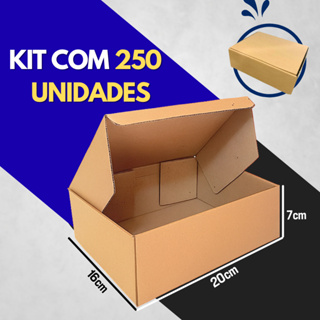 Kit 250 Caixas Papelão 20x16x7 Envio Correios Loja Virtual Embalagens Ecommerce em Oferta na Shopee