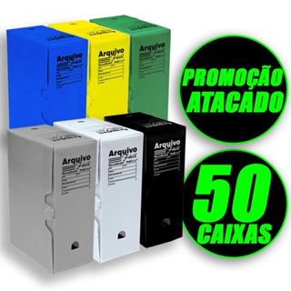 50 Caixa Arquivo Morto Plástico Polionda Escritório Ofício em Oferta na Shopee