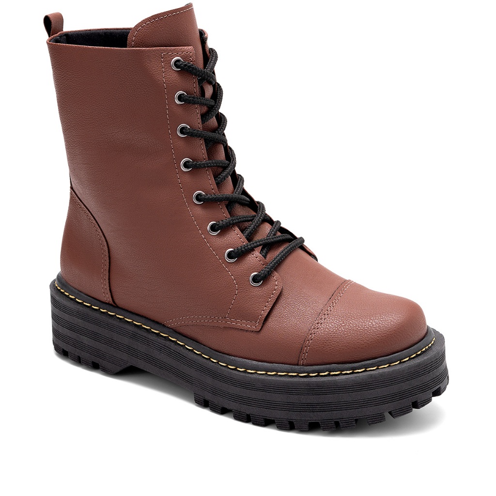 Coturno Feminino Lumiss Bota Tratorada Confort Blogueira