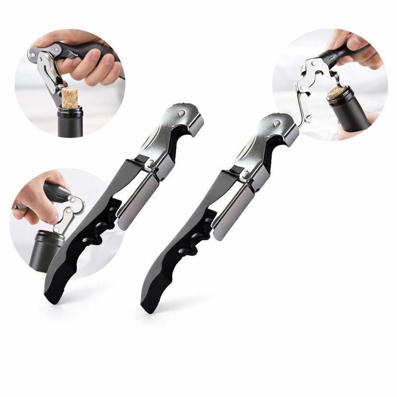 Kit 2 Abridor De Garrafa Vinho Saca Rolhas Aço Inox