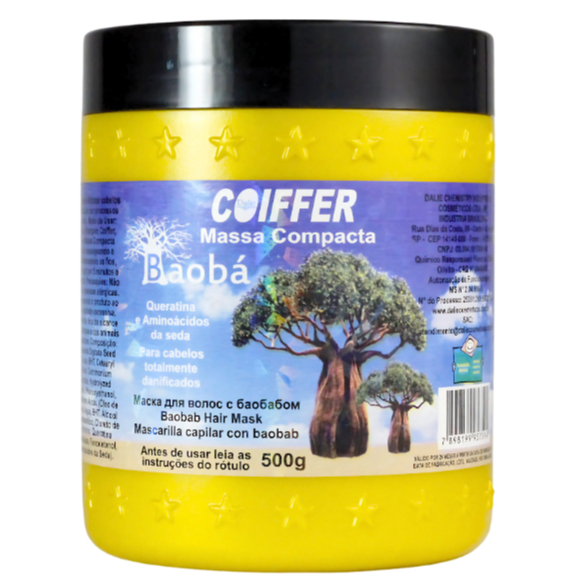 MÁSCARA MASSA COMPACTA BAOBA COIFFER 500G (tratamento intensivo em poucos minutos)