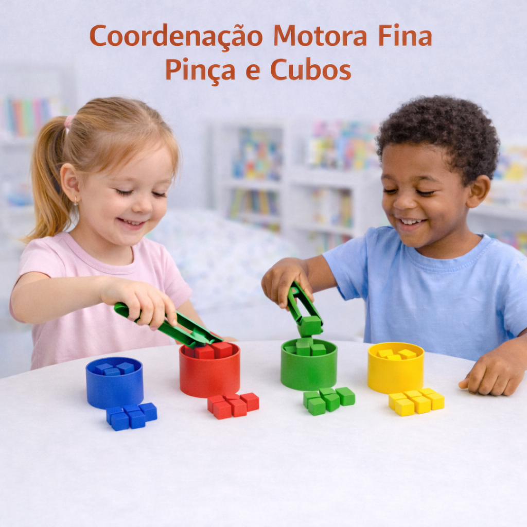 Kit Coordenação Motora Fina Montessori Pareamento de Cores com Pinça e Bolinhas - Brinquedo Educativo Infantil