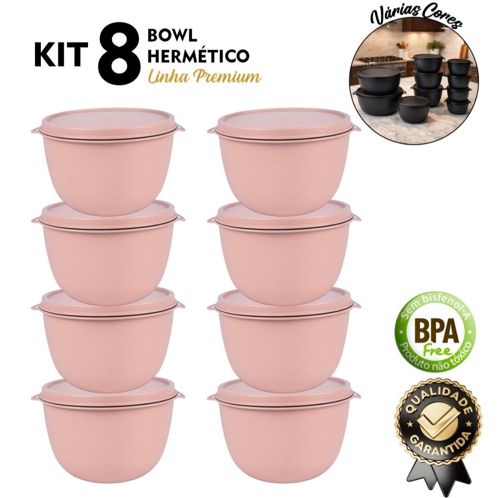 Kit 8 Potes 500ml Redondo Multiuso de Plástico Reforçado com Vedação Segura e Durabilidade BPA FREE em Oferta na Shopee