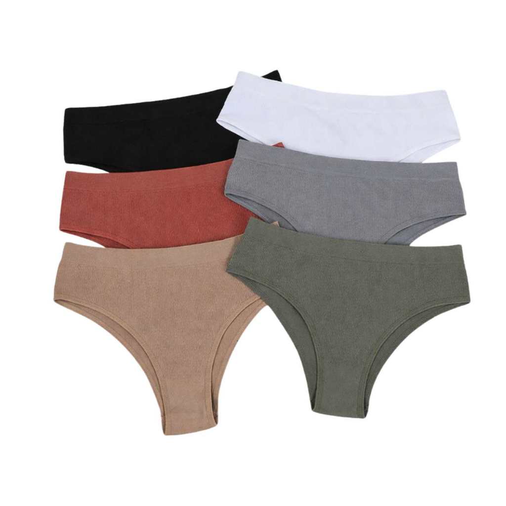 Kit Calcinhas Importada Conforto Canelada Poliamida Lingerie Tanga Não Marca Confortável