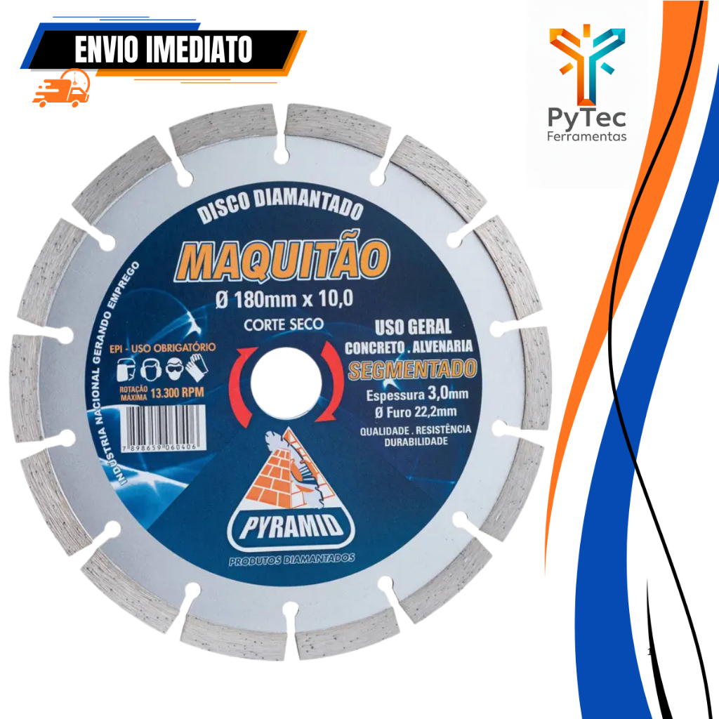 Disco Diamantado Segmentado 180mm Maquitão Corte Concreto