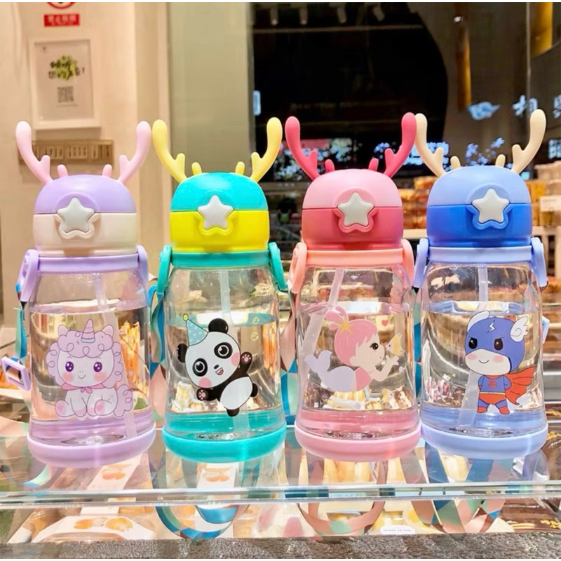 Garrafa copo de água com canudo infantil para crianças meninos e meninas