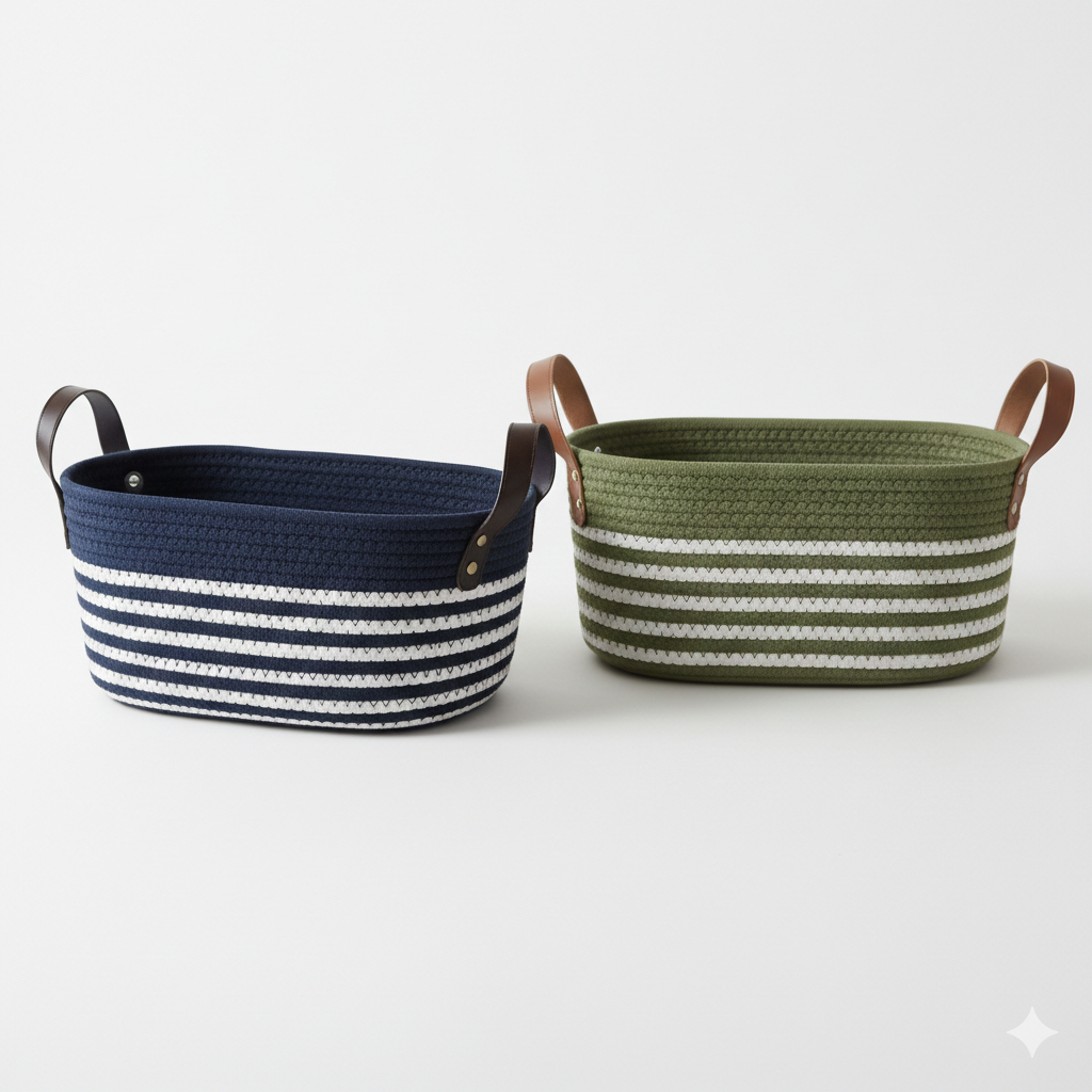 Cesto de Algodão com Alça Dobrável Organizador Multiuso para Roupas, Brinquedos e Lavanderia em Oferta na Shopee