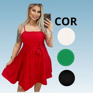 Vestido Feminino Curto  Liso Sem Buraco Com Alça Regulavel, Contem Forro e Bojo em Oferta na Shopee