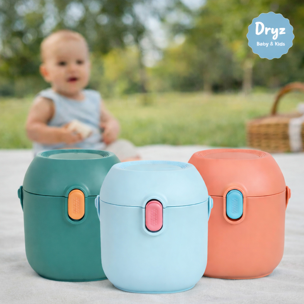 Porta Leite em Pó Infantil Dryz com Divisória para Colher Dosadora, Tampa Hermética BPA Free Viagem