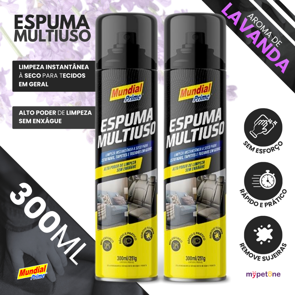 Kit 2 Espuma Multiuso Lavanda Limpa Estofado e Tecidos a Seco - Mundial Prime em Oferta na Shopee