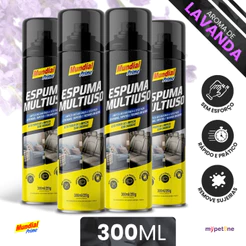 Kit 4 Espuma Multiuso Lavanda Limpa Estofado e Tecidos a Seco - Mundial Prime