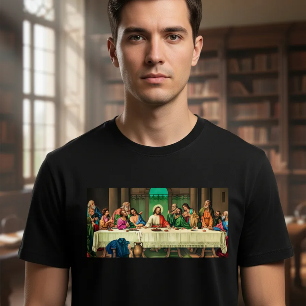 Camiseta Unissex Religiosa Santa Ceia Camisa Última Ceia Jesus Feminina Masculina 100% algodão