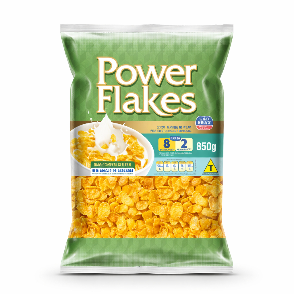 Cereal Milho Power Flakes Sem Açúcar São Braz 850 g - Sem Glúten Saudável com 8 Vitaminas Zero Açúcar