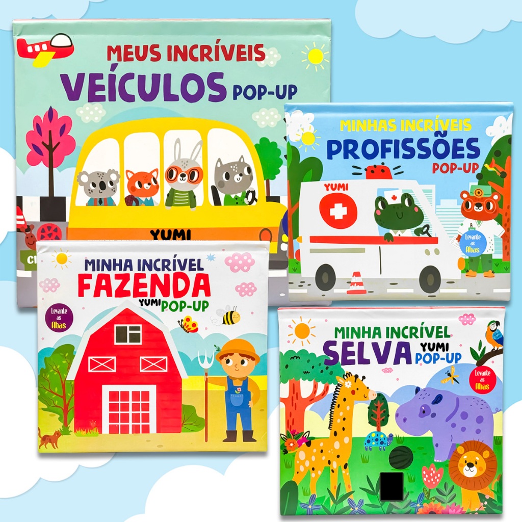 Coleção Livro Fofinho Infantil para Bebê Meus Incríveis Pop-ups 3d - Levante As Abas Primeiras Palavras