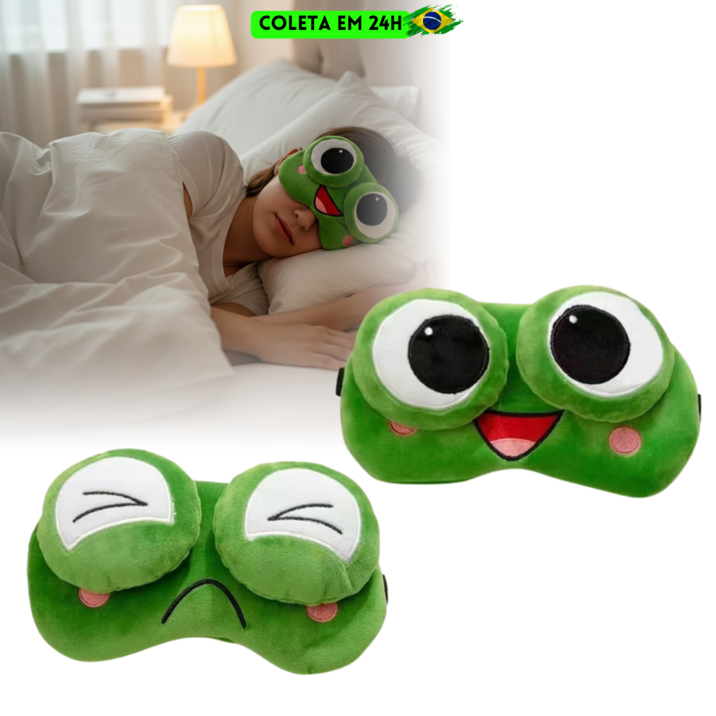 Máscara De Dormir Sapo  3D Tapa Olho Divertida Confortável Bloqueia Luz Sono Relaxante Viagem