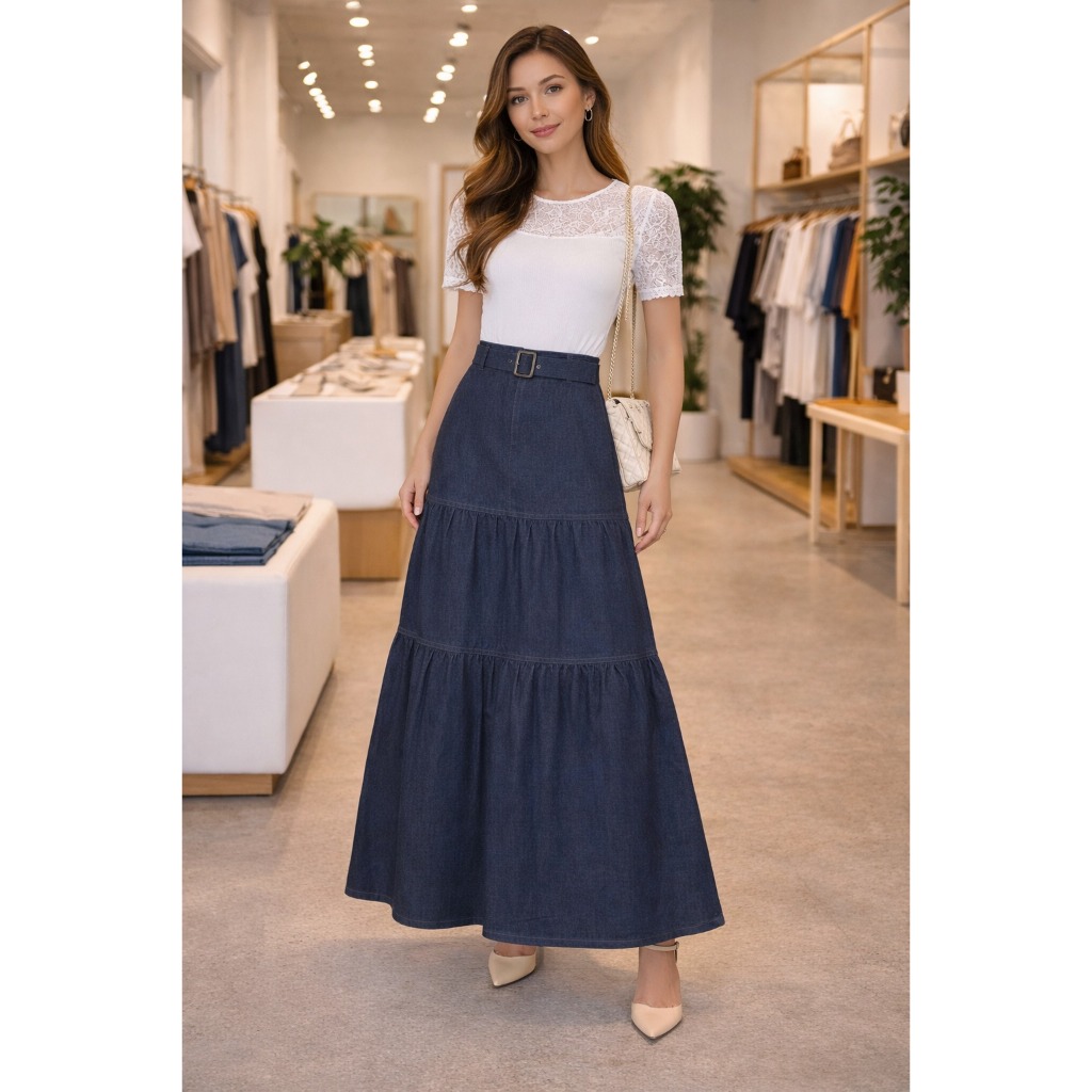 Saia evangelica Jeans Longa Três Marias 38 ao 54