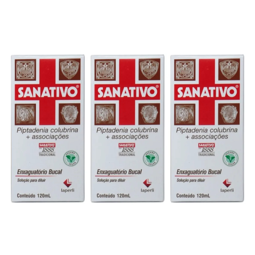 Kit 3 Unidades Enxaguatório Bucal Tradicional Sanativo Antisséptico 120ml em Oferta na Shopee