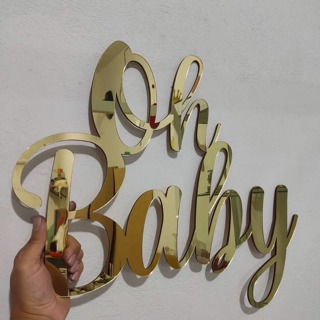 Oh Baby em Acrílico Espelhado | Decoração Chá de Bebê | Painel Decorativo Personalizado em Oferta na Shopee