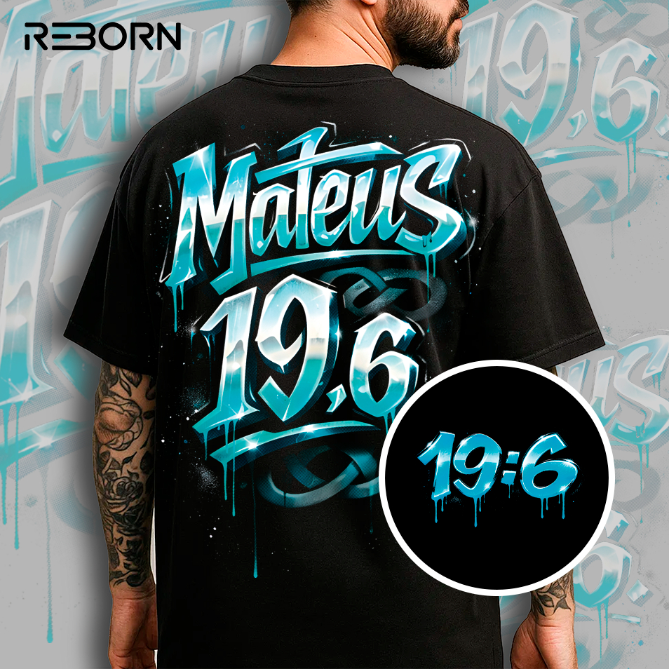 Camiseta Cristã Mateus 19:6 Streetwear Oversized 100% Algodão Graffiti Wildstyle