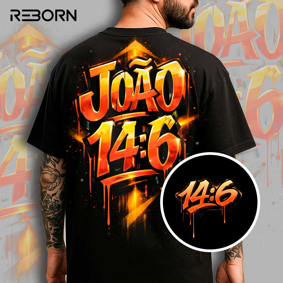 Camiseta Cristã João 14:6 Streetwear Oversized 100% Algodão Graffiti Wildstyle