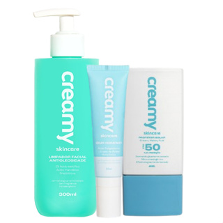 Kit Rotina Básica - Limpador Antioleosidade + Sérum Hidratante + Protetor Solar FPS50 em Oferta na Shopee