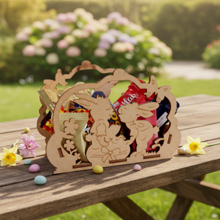 Kit 5 Unid Cesto Cestinha Caixote Bandeja Coelho Pascoa Mdf em Oferta na Shopee