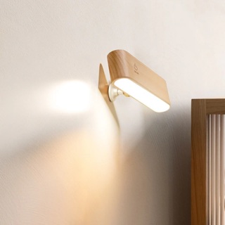 Luminária LED de Parede Recarregável | Toque Touch Madeira Natural | Iluminação Elegante em Oferta na Shopee
