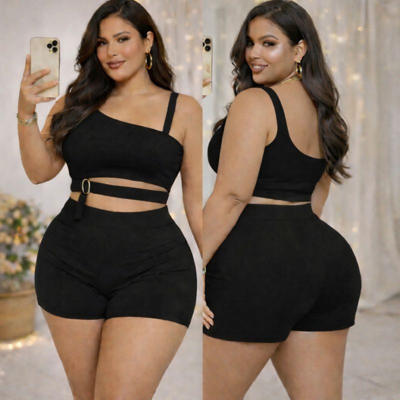 Conjunto Plus Size feminino G ao G2 - Moda Baladinha e Cotidiano, que Valoriza suas Curvas! Perfeito para Arrasar em Oferta na Shopee