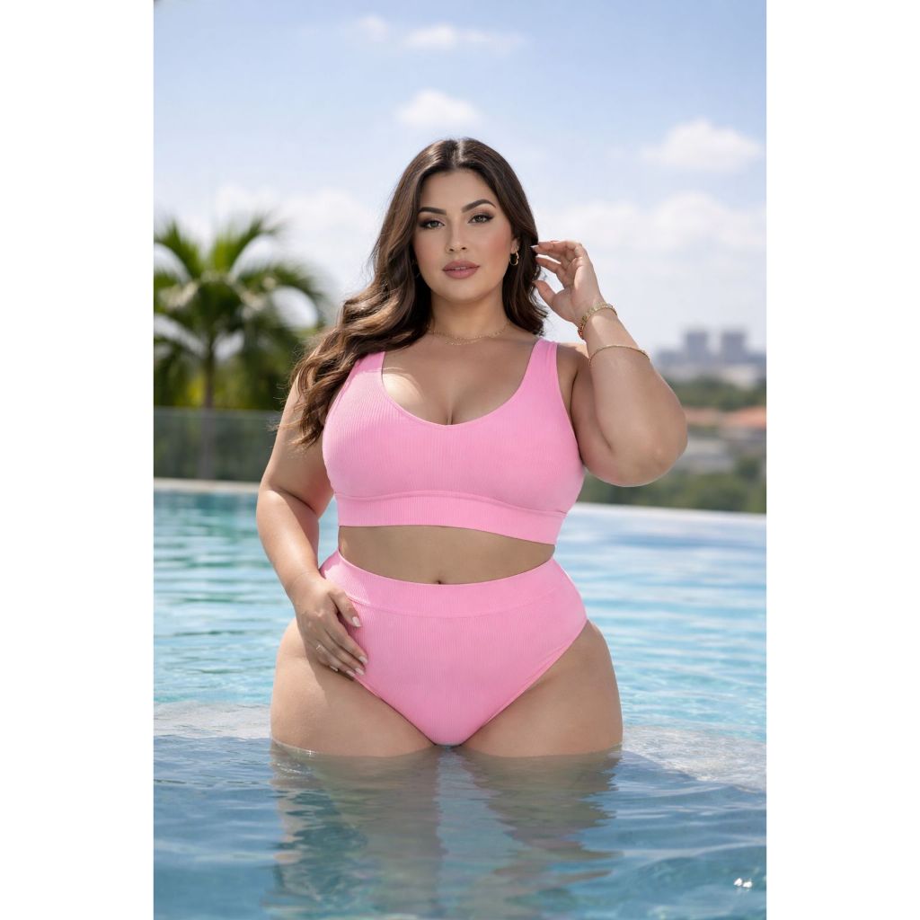 Conjunto Biquini no ribana com brilho hot pant PLUS SIZE feminino  carnaval bojo decotado cropped em Oferta na Shopee