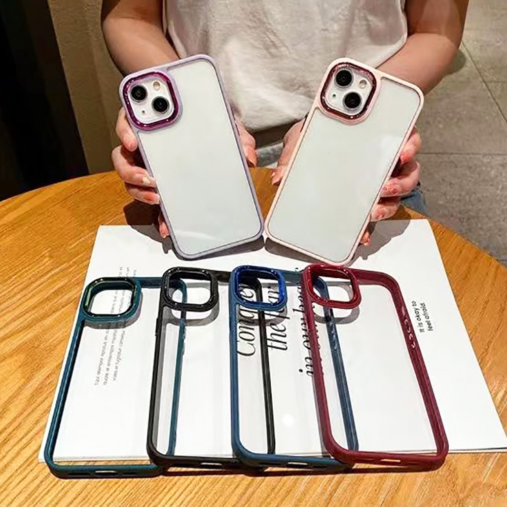 Capa Transparente Premium com Moldura de Câmera Eletroplated Para iPhone 11 12 13 7G/8G 7PLUS/8PLUS em Oferta na Shopee