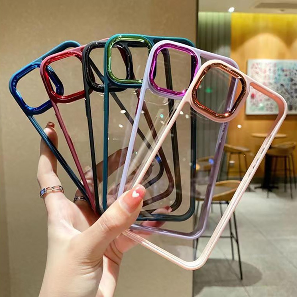 Capa Transparente Premium com Moldura de Câmera Eletroplated Para Samsung A12 A03 A23 A32 S20FE ETC