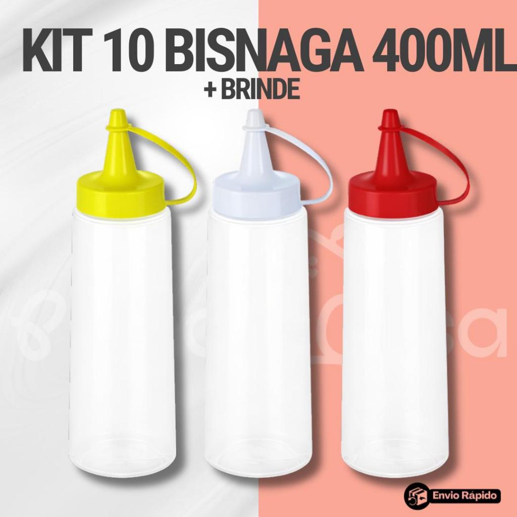 Kit Bisnaga Maionese Katchup Mostarda Molho Pimenta Caseiro Tubo Para Lanchonete Bar 400ML