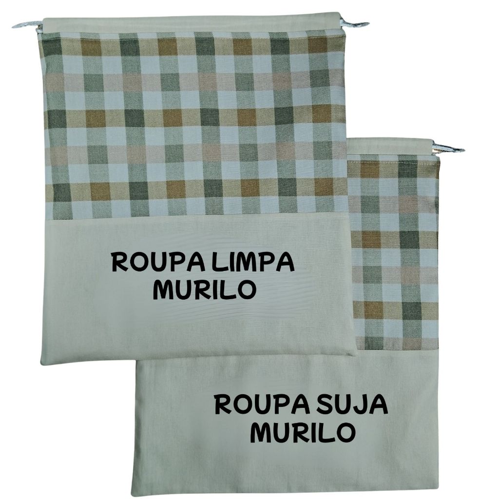 Saquinho Organizador Personalizado Nome Impermeavel Roupa Suja Limpa Maternidade Bolsa Mochila Mala