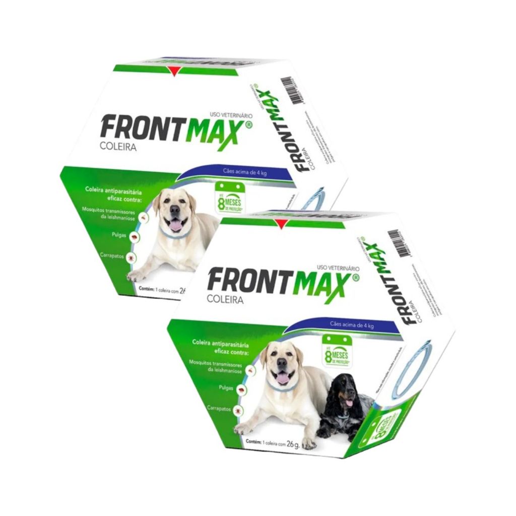 Kit 2x Coleira Antiparasitária Frontmax para Cães Acima de 4kg