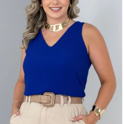 Blusa Feminina Regata Duna Com Alça Larga Grossa Blusinha Básica Tendência
