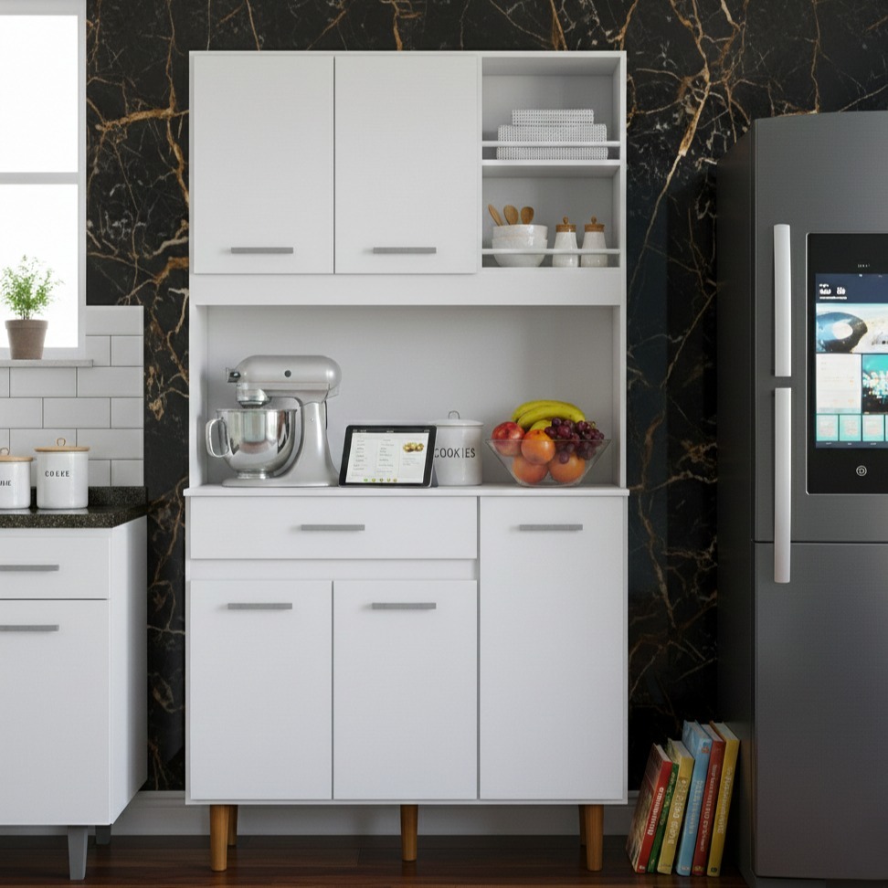 Balcão Multiuso Móveis Ajl Móveis Cozinha 5 Portas 1 Gaveta — R$ 365,43 em Shopee