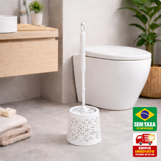 Escova Sanitária Plástica com Suporte Higiênico Design Vazado Elegante para Banheiro em Oferta na Shopee