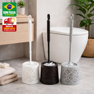 Escova Sanitária com Suporte em Plástico Resistente Vazado Elegante Banheiro Preto Cinza Branco em Oferta na Shopee
