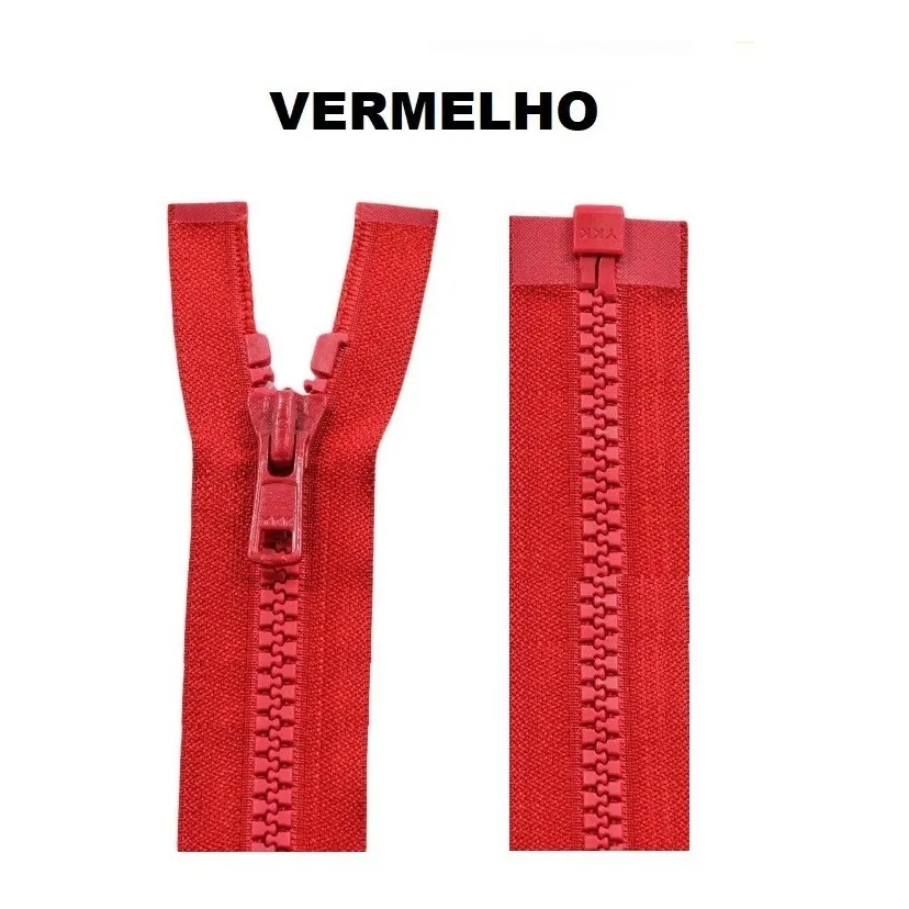 Zíper Vermelho Destacável Dentado * Jacaré, Tratorado de 60,  65,70,75 cm lindo