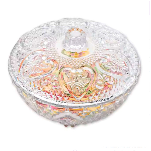 Bomboniere de Vidro com Tampa 360ml Pote para Doces Baleiro Decorativo Texturizado Premium
