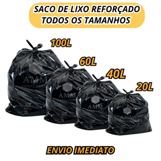 Saco de Lixo Reforçado com 100 unidades 20 / 40 / 60 / 100 Litros em Oferta na Shopee