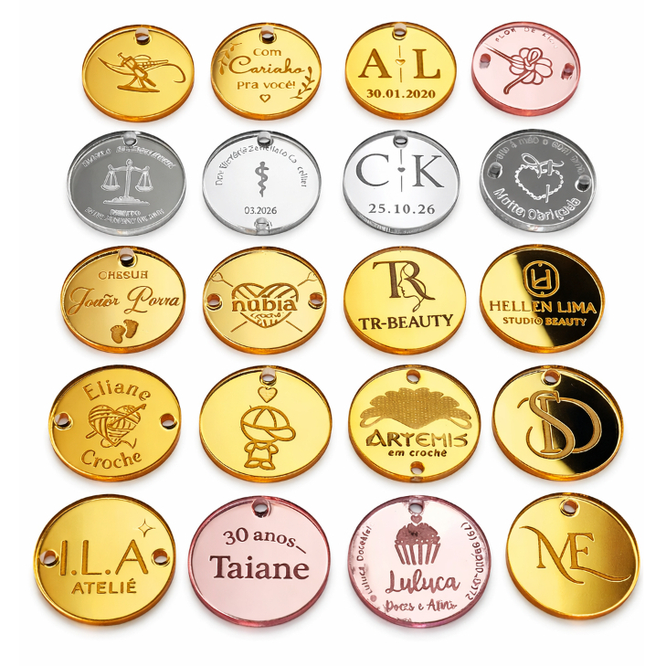 Tags etiqueta 2cm GRAVADA A LASER  Acrílica Personalizada Nome ou logo| Lembrancinha, Brinde e Casamento