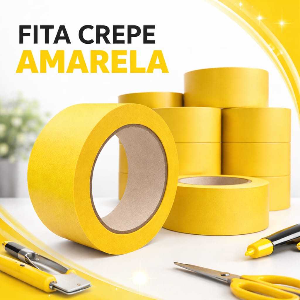 Kit 10 Fitas Automotiva Crepe Funilaria 45mm x 50m Pintura Profisional Amarela Oficina Polimento em Oferta na Shopee
