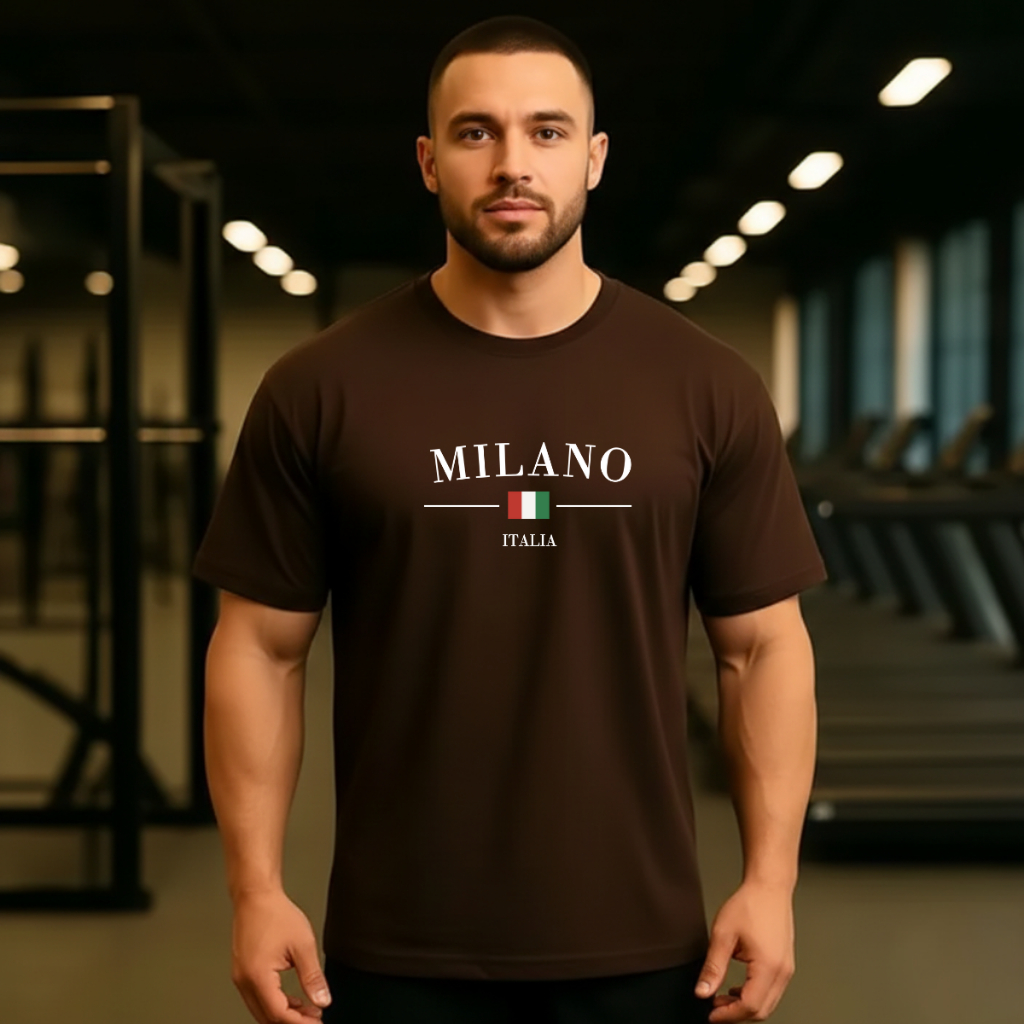 Camiseta Masculina Italia Milano 100% Algodão