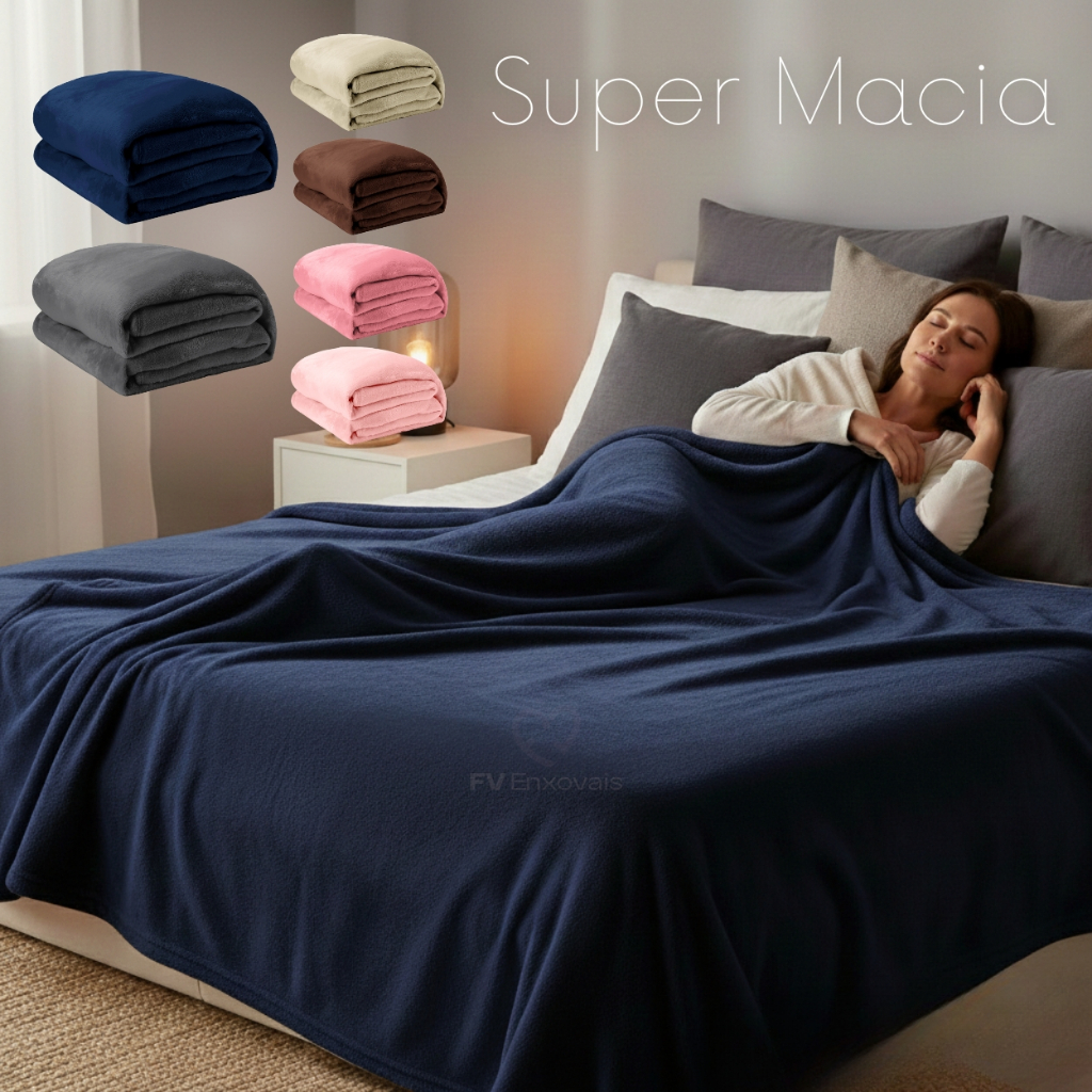 Kit 2 Manta Casal Soft Antialérgico Coberta Microfibra Cobertor Dupla Face Fleece 1,80 x 2,00