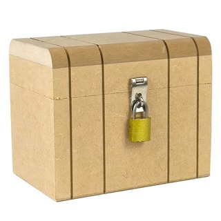 Caixa Baú De Madeira Em Mdf Cru + Cadeado Com Chave em Oferta na Shopee
