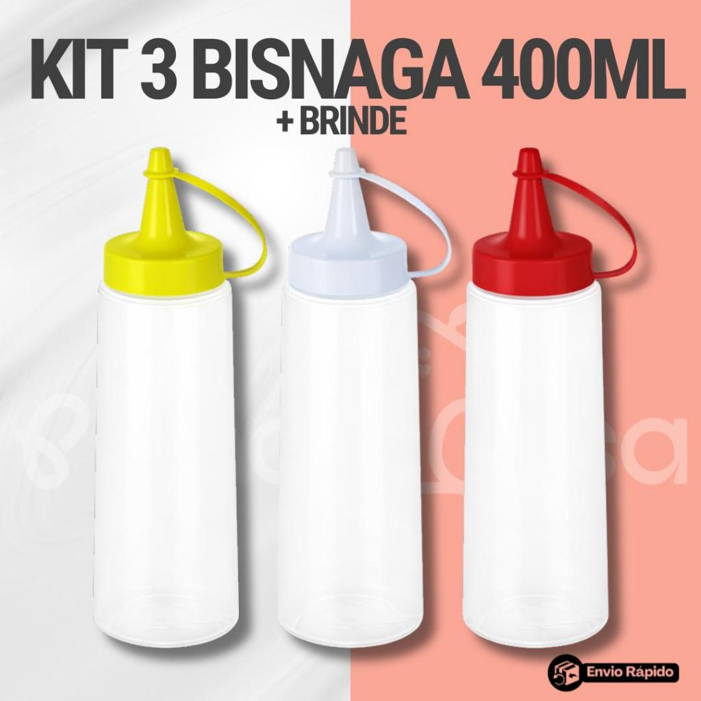 Kit Bisnaga Maionese Katchup Mostarda Molho Pimenta Caseiro Tubo Para Lanchonete Bar 400M